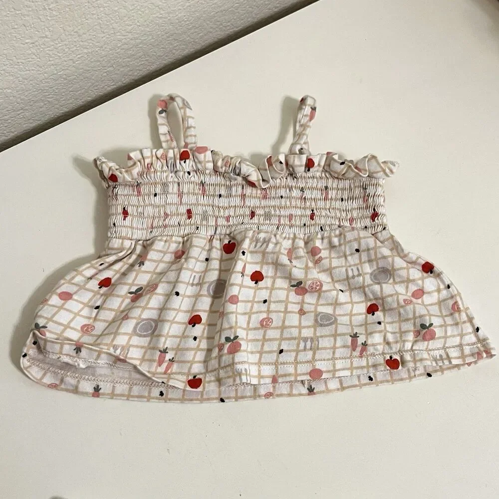 Nordstrom Baby Smocked Tank and Bloomers 2-Pc Set Picnic Fruit Girls SZ 3 Months